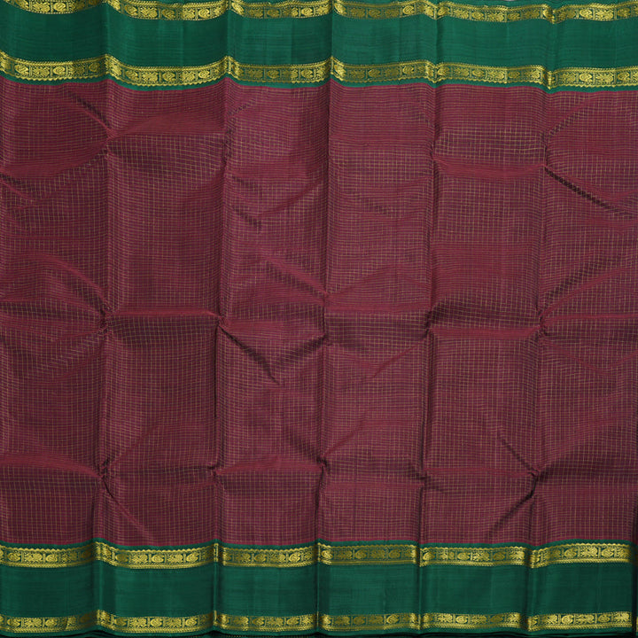 Hayagrivas Wine Maroon Kanjivaram Silk Saree with Bottle Green Border BBD597G4-3