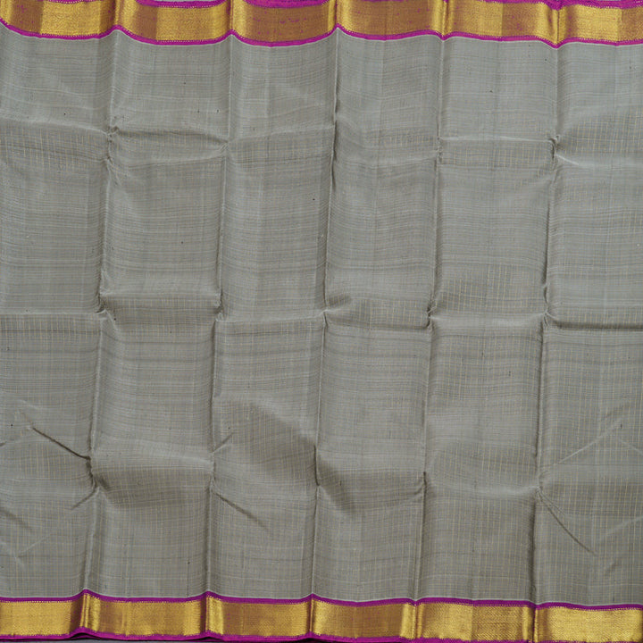 Hayagrivas Grey Kanjivaram Silk Saree with Purple Border BBD597G5-8