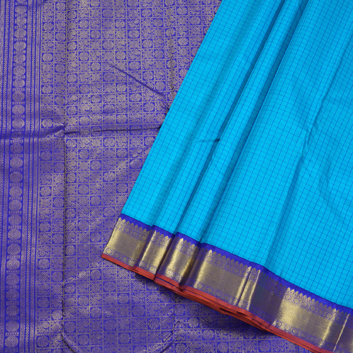 Hayagrivas Handloom Light Blue With Dark Blue Kanjivaram Silk Saree BBD597G8-1