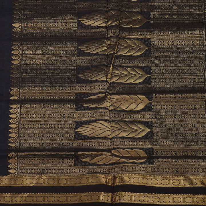 Hayagrivas Handloom Aqua Blue Ten Yards Kanjivaram Silk Cotton Saree with Black Border BBD602G2-3