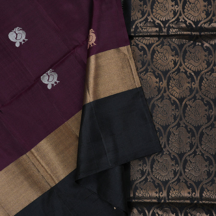 Hayagrivas Purple Soft Silk Saree with Black Border BBD604G1-3