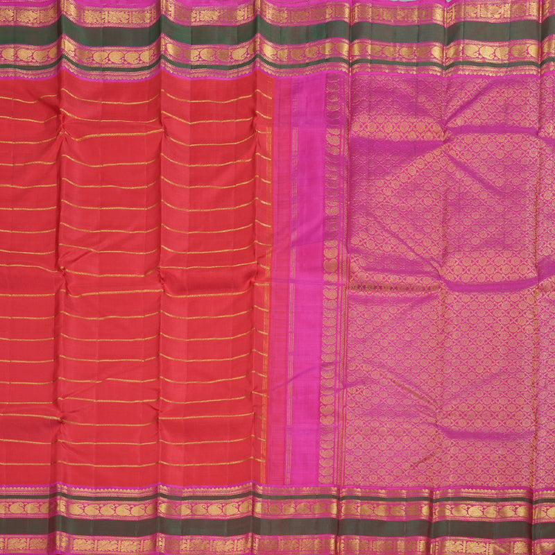 Hayagrivas Red Kanjivaram Silk Saree with Pink Border BBD622G1-1