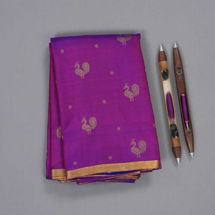 Hayagrivas Magenta Kanjivaram Silk Saree with Peacock Motifs - BBD627G1-1