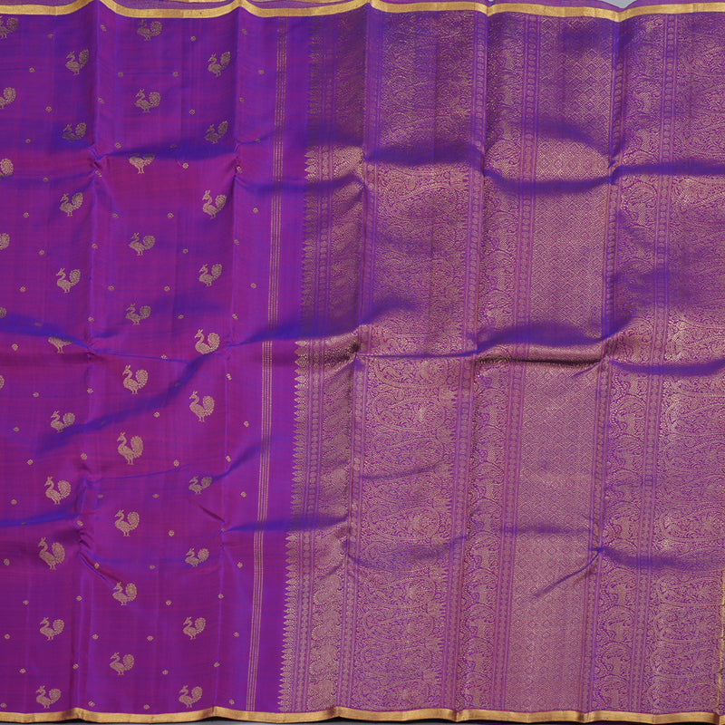 Hayagrivas Magenta Kanjivaram Silk Saree with Peacock Motifs - BBD627G1-1