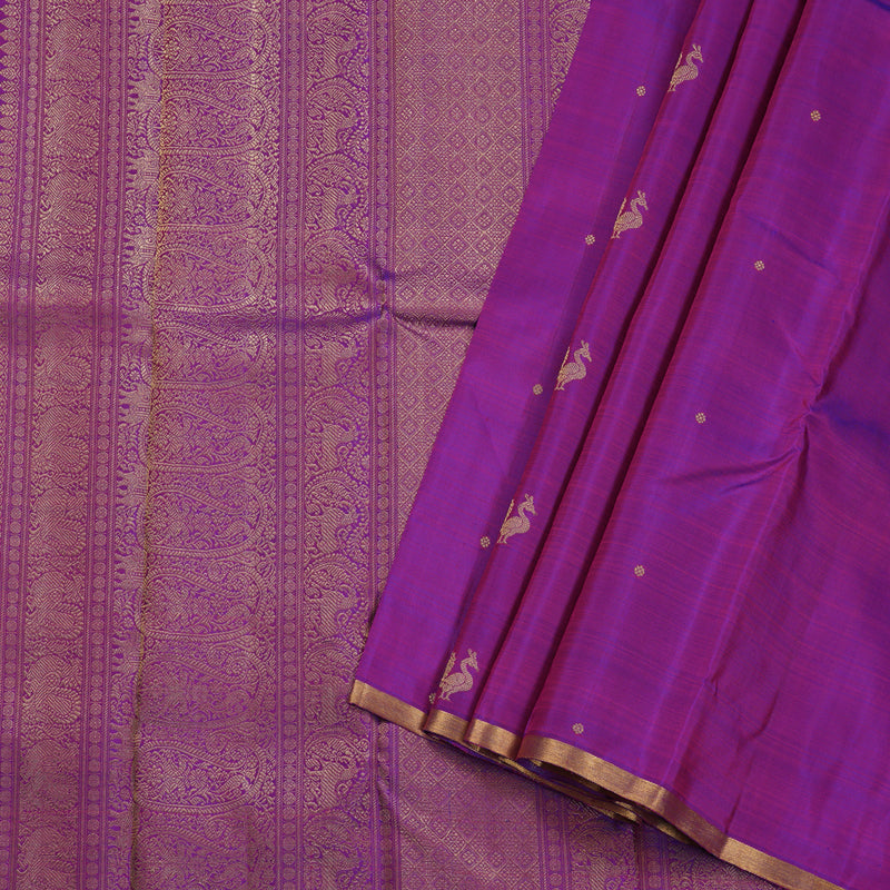 Hayagrivas Magenta Kanjivaram Silk Saree with Peacock Motifs - BBD627G1-1