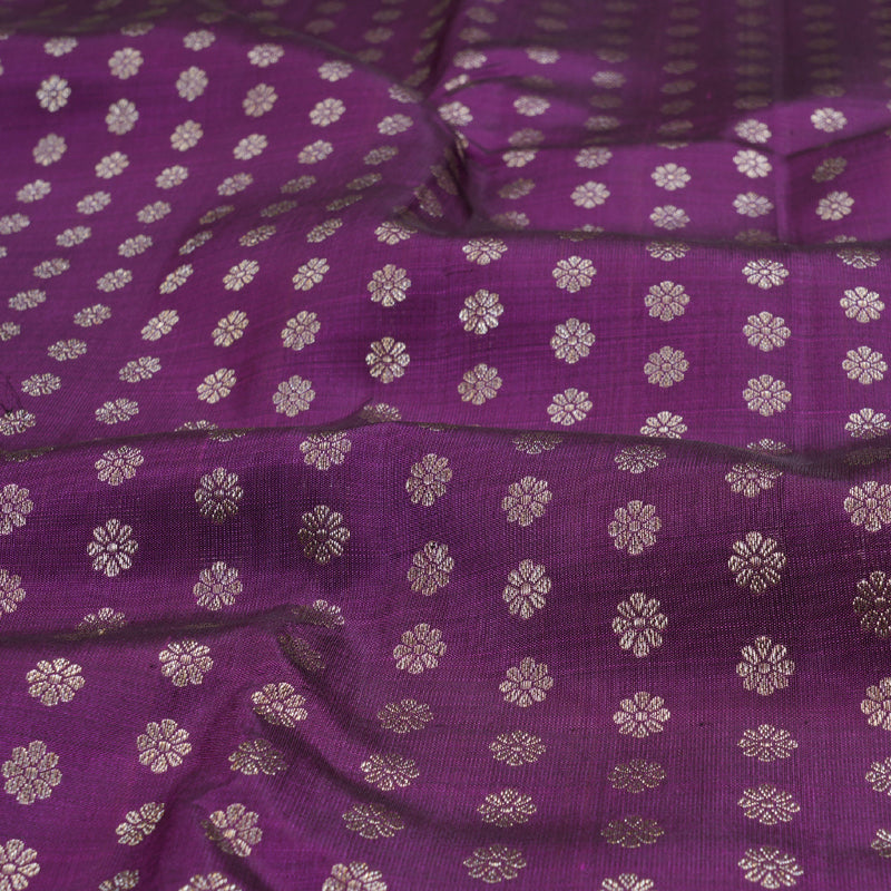 Hayagrivas Purple Kanjivaram Silk Saree with Floral Buttas and Pastel Pink Border - BBD641G3-1