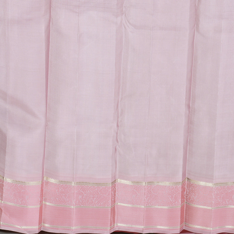 Hayagrivas Purple Kanjivaram Silk Saree with Floral Buttas and Pastel Pink Border - BBD641G3-1