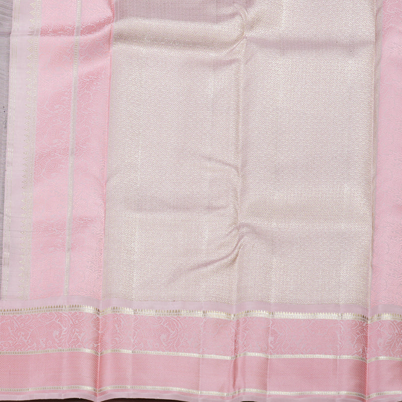 Hayagrivas Purple Kanjivaram Silk Saree with Floral Buttas and Pastel Pink Border - BBD641G3-1