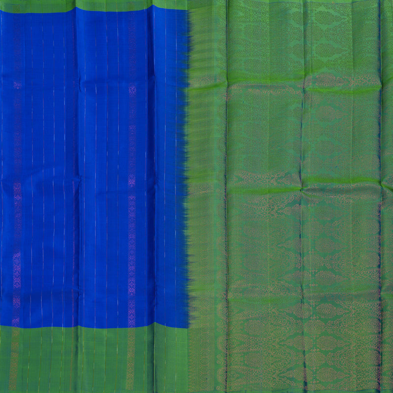 Hayagrivas Blue Handloom Soft Silk Saree with Sea Green Border BBD65D4-4