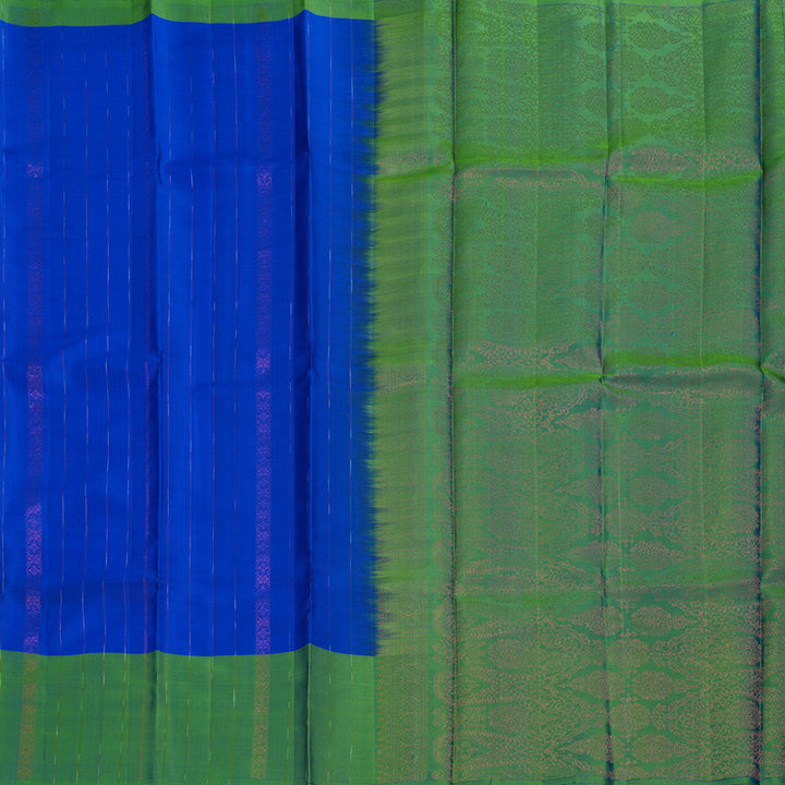 Hayagrivas Blue Handloom Soft Silk Saree with Sea Green Border BBD65D4-4