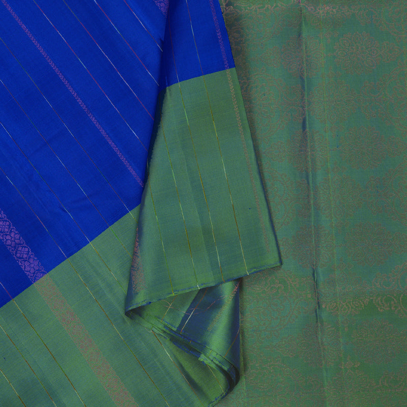 Hayagrivas Blue Handloom Soft Silk Saree with Sea Green Border BBD65D4-4