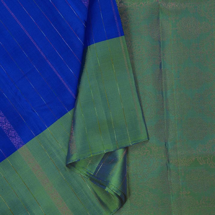 Hayagrivas Blue Handloom Soft Silk Saree with Sea Green Border BBD65D4-4