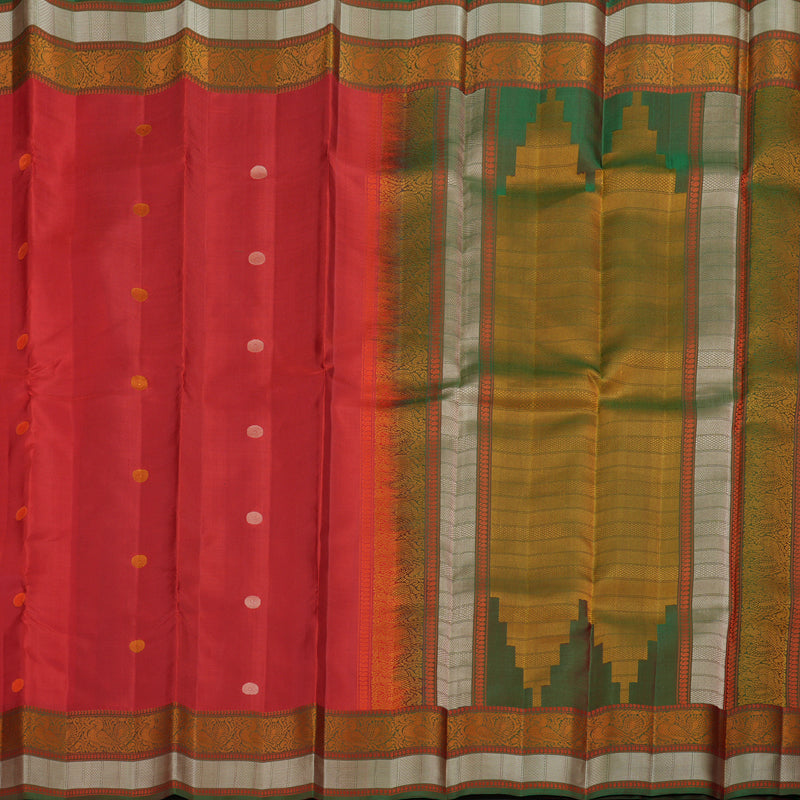 Hayagrivas Red Kanjivaram Silk Saree with Mandhalir Border BBD65D8-1