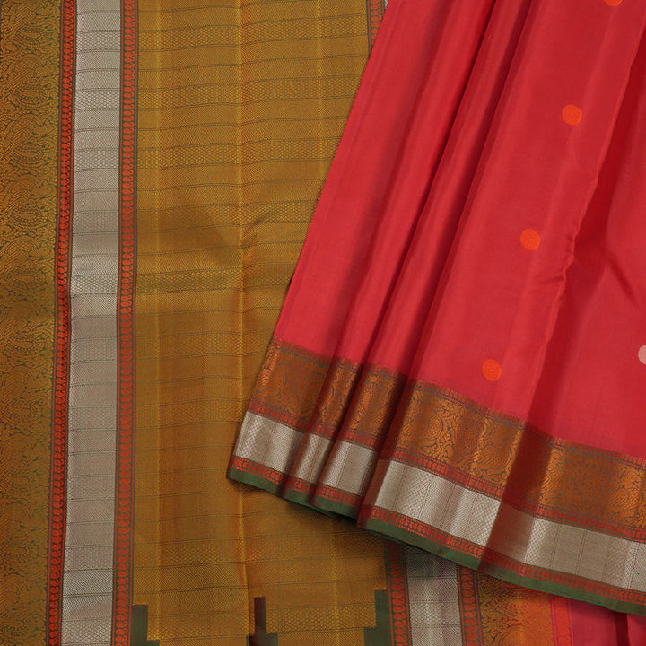 Hayagrivas Red Kanjivaram Silk Saree with Mandhalir Border BBD65D8-1