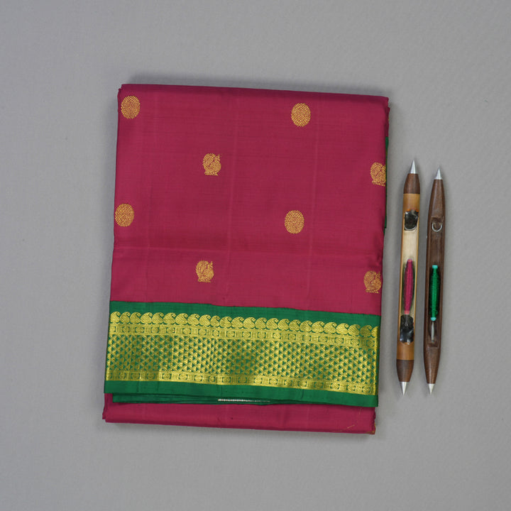 Hayagrivas Handloom Maroon Ten Yards Silk Madisar BBD665H9-1