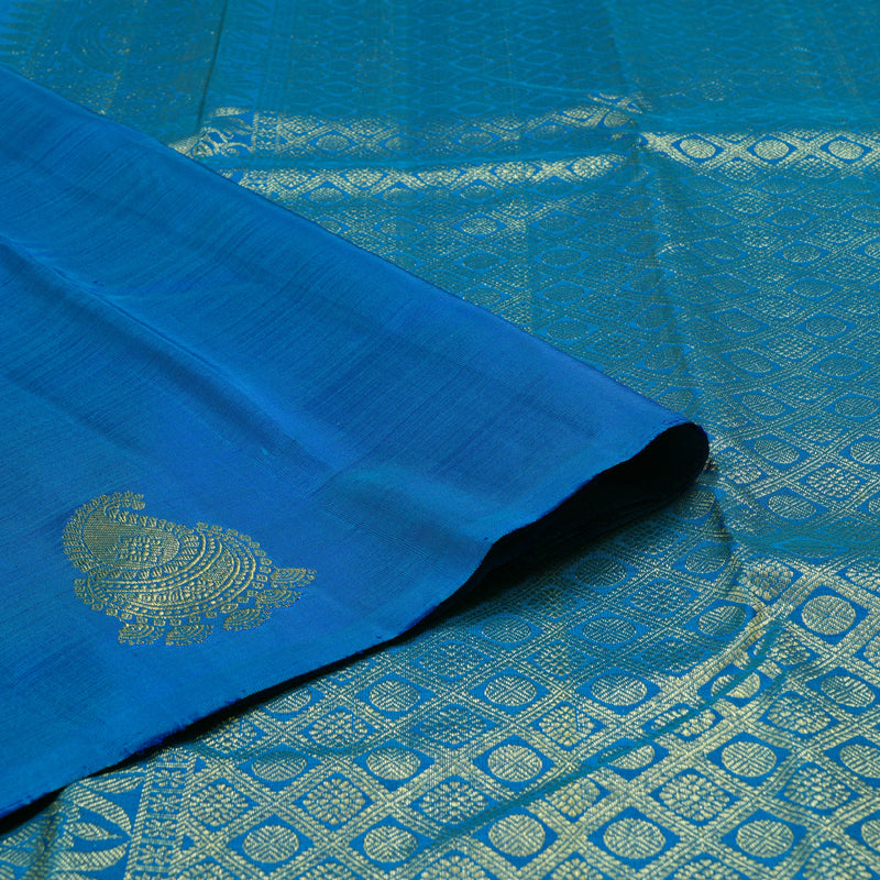 Hayagrivas Blue and Sky Blue Handloom Kanjivaram Silk Saree BBD667H4-2
