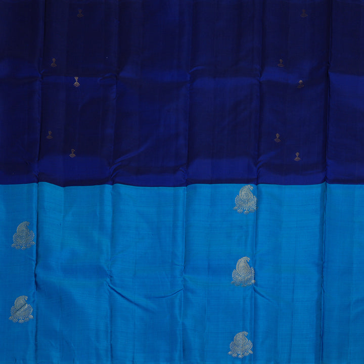 Hayagrivas Blue and Sky Blue Handloom Kanjivaram Silk Saree BBD667H4-2