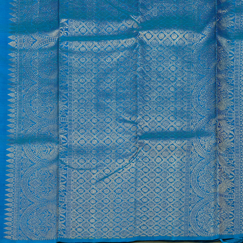 Hayagrivas Blue and Sky Blue Handloom Kanjivaram Silk Saree BBD667H4-2