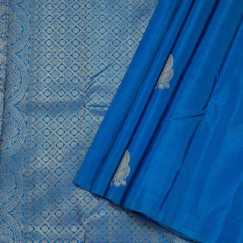 Hayagrivas Blue and Sky Blue Handloom Kanjivaram Silk Saree BBD667H4-2