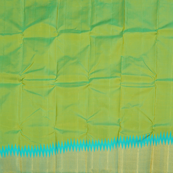 Hayagrivas Fluorscent Green Kanjivaram Silk Saree with Sea Green Border - BBD668H8-2