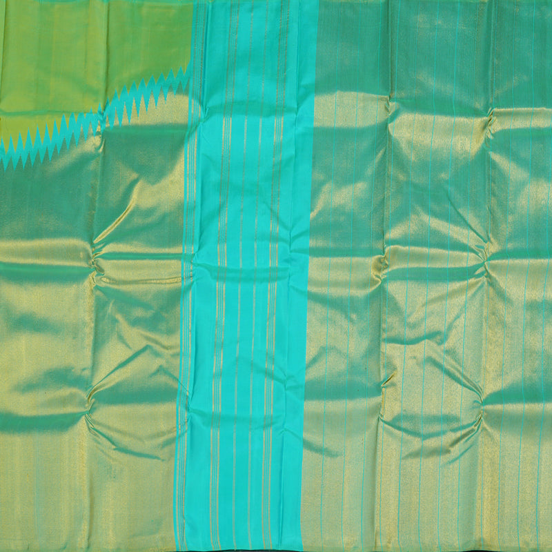 Hayagrivas Fluorscent Green Kanjivaram Silk Saree with Sea Green Border - BBD668H8-2