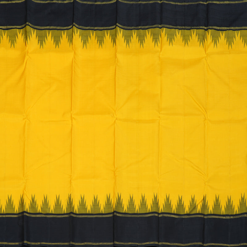 Hayagrivas Yellow Kanjivaram Silk Saree with Black Border BBD673H1-1