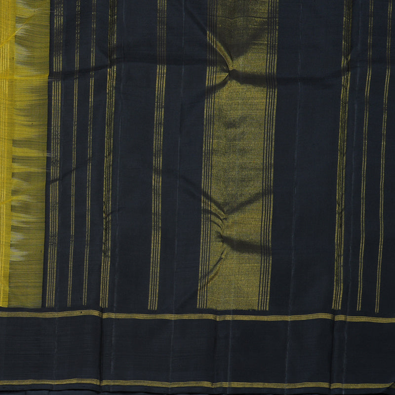 Hayagrivas Yellow Kanjivaram Silk Saree with Black Border BBD673H1-1