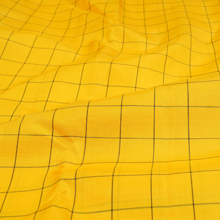 Hayagrivas Yellow Handloom Kanjivaram Silk Saree with Black Border BBD673H2-10