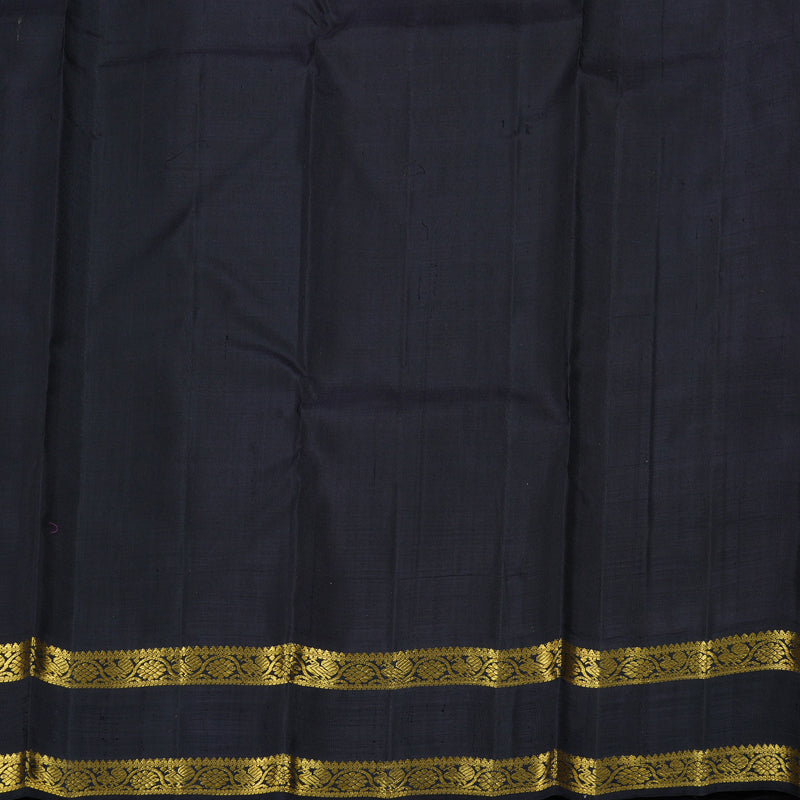 Hayagrivas Yellow Handloom Kanjivaram Silk Saree with Black Border BBD673H2-10