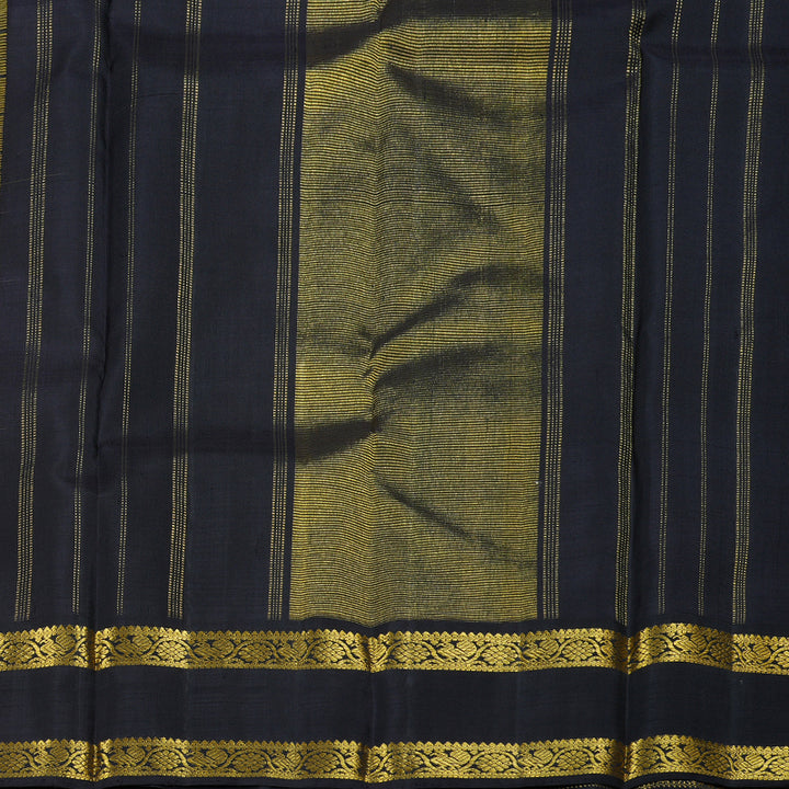 Hayagrivas Yellow Handloom Kanjivaram Silk Saree with Black Border BBD673H2-10