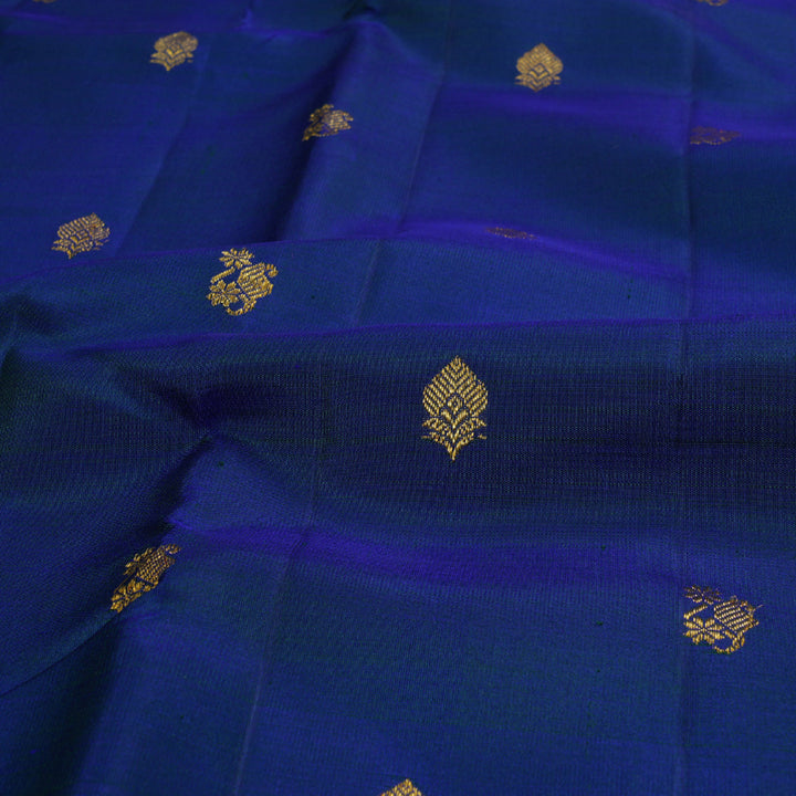 Hayagrivas Handloom Peacock Blue With Pink Kanjivaram Silk Saree BBD673H2-9