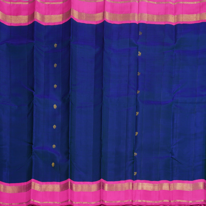 Hayagrivas Handloom Peacock Blue With Pink Kanjivaram Silk Saree BBD673H2-9