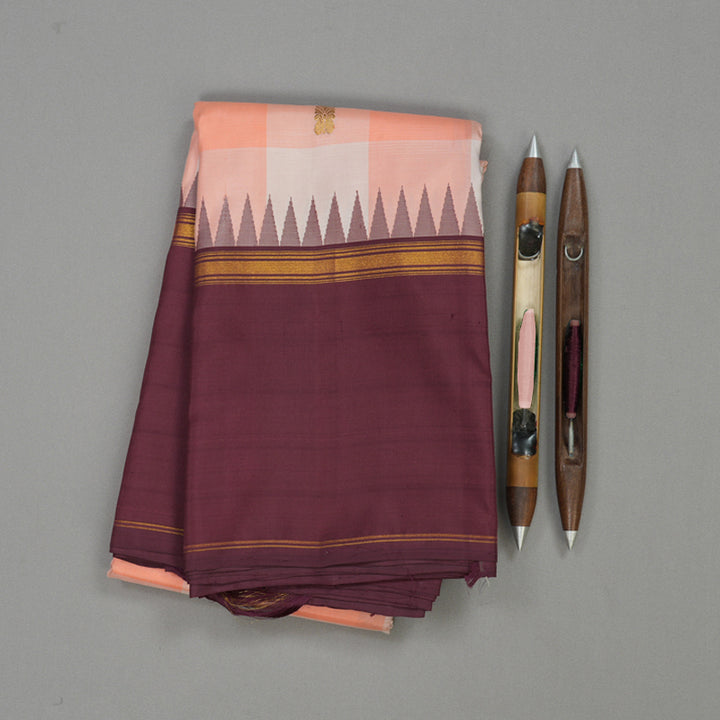 Hayagrivas Handloom Kanjivaram Pastel Shades Silk Saree with Maroon Border BBD675H2-1