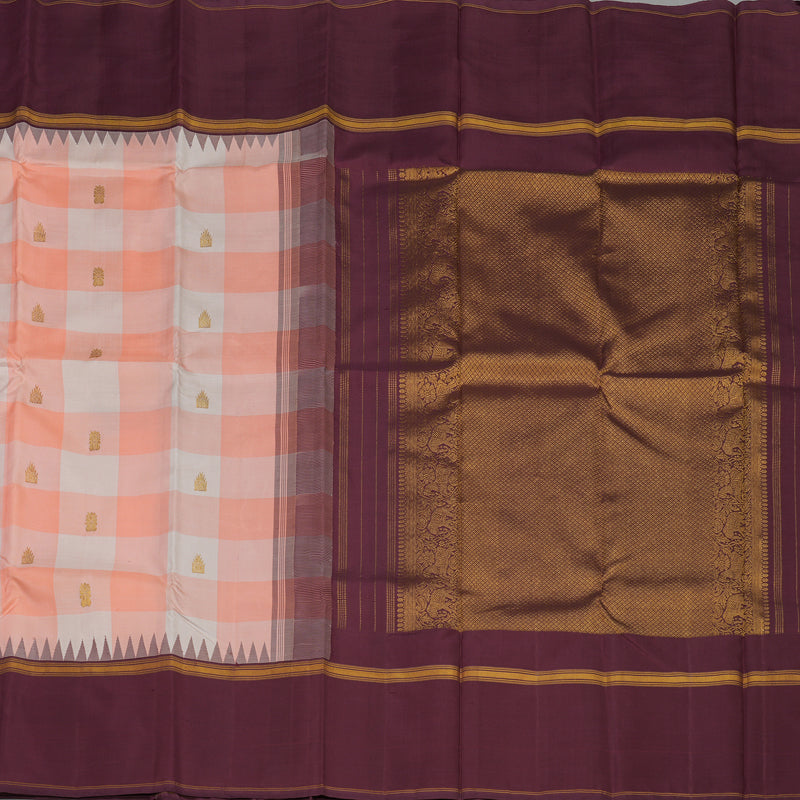 Hayagrivas Handloom Kanjivaram Pastel Shades Silk Saree with Maroon Border BBD675H2-1