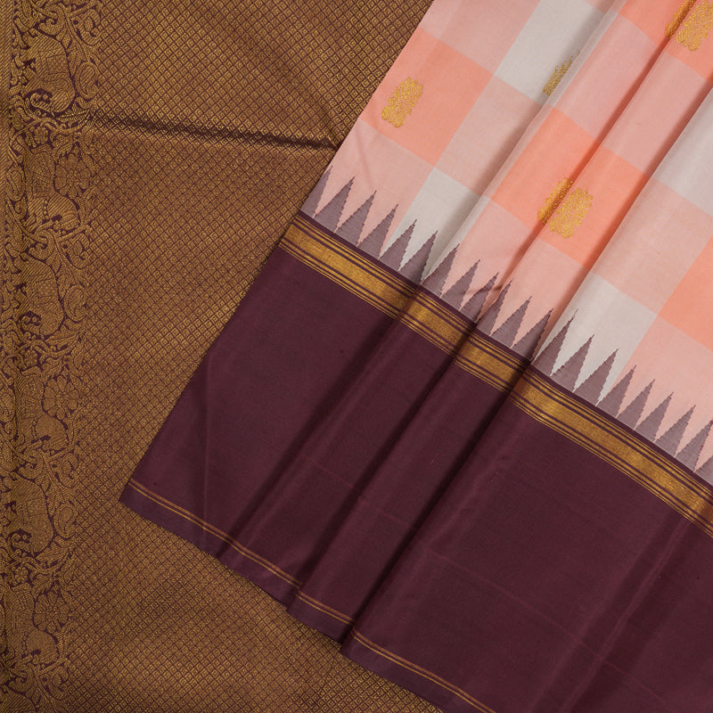 Hayagrivas Handloom Kanjivaram Pastel Shades Silk Saree with Maroon Border BBD675H2-1
