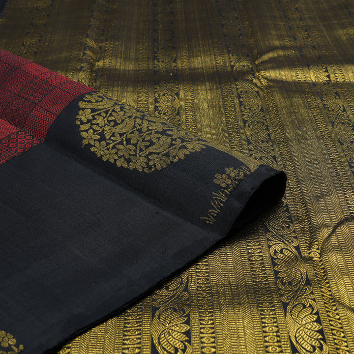 Hayagrivas Wine Maroon Handloom Kanjivaram Silk Saree with Plum Purple Border KBE302E6-1