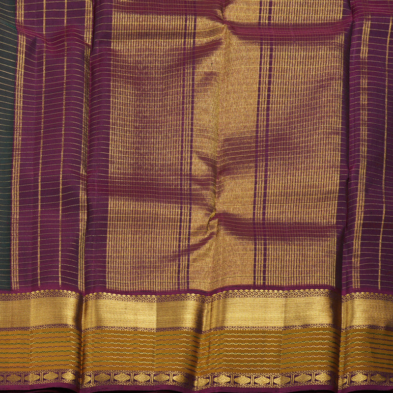 Hayagrivas Bottle Green Handloom Kanjivaram Silk Saree with Wine Maroon With Honey Mustard Border BBD678H2-1