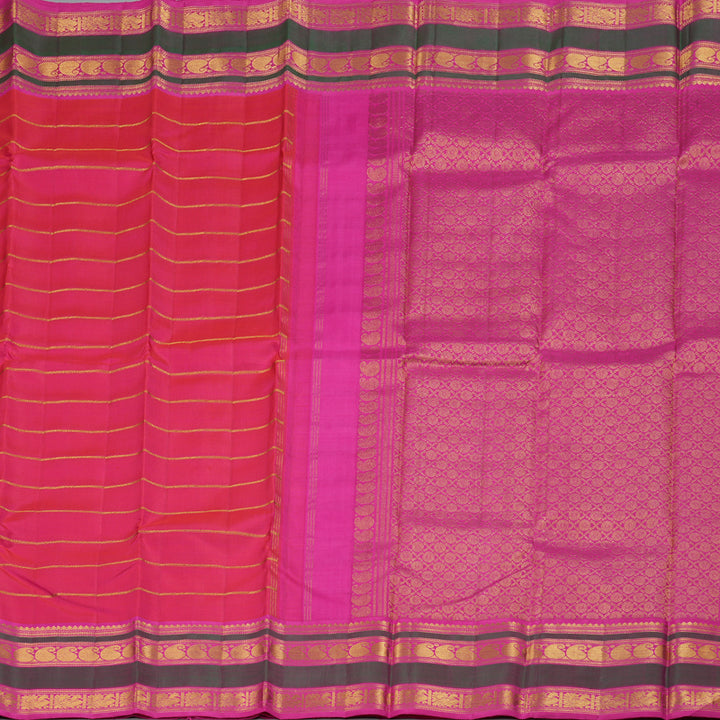 Hayagrivas Orangish Pink Kanjivaram Silk Saree with Pink Border BBD679H1-1