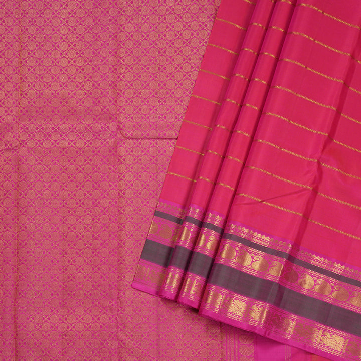 Hayagrivas Orangish Pink Kanjivaram Silk Saree with Pink Border BBD679H1-1