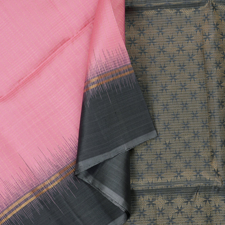 Hayagrivas Light Pink Soft Silk Saree with Grey Border BBD67D1-1