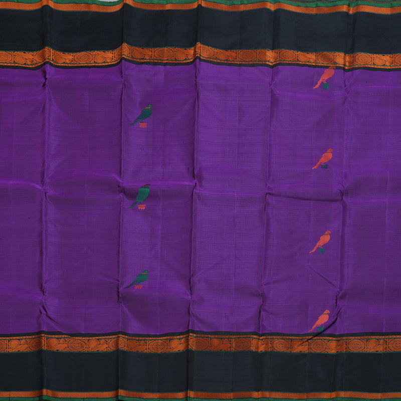 Hayagrivas Purple Kanjivaram Silk Saree with Black Border BBD682H10-3