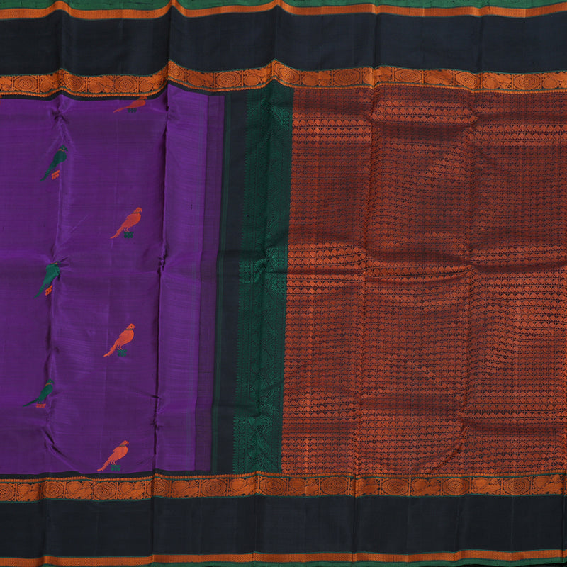 Hayagrivas Purple Kanjivaram Silk Saree with Black Border BBD682H10-3