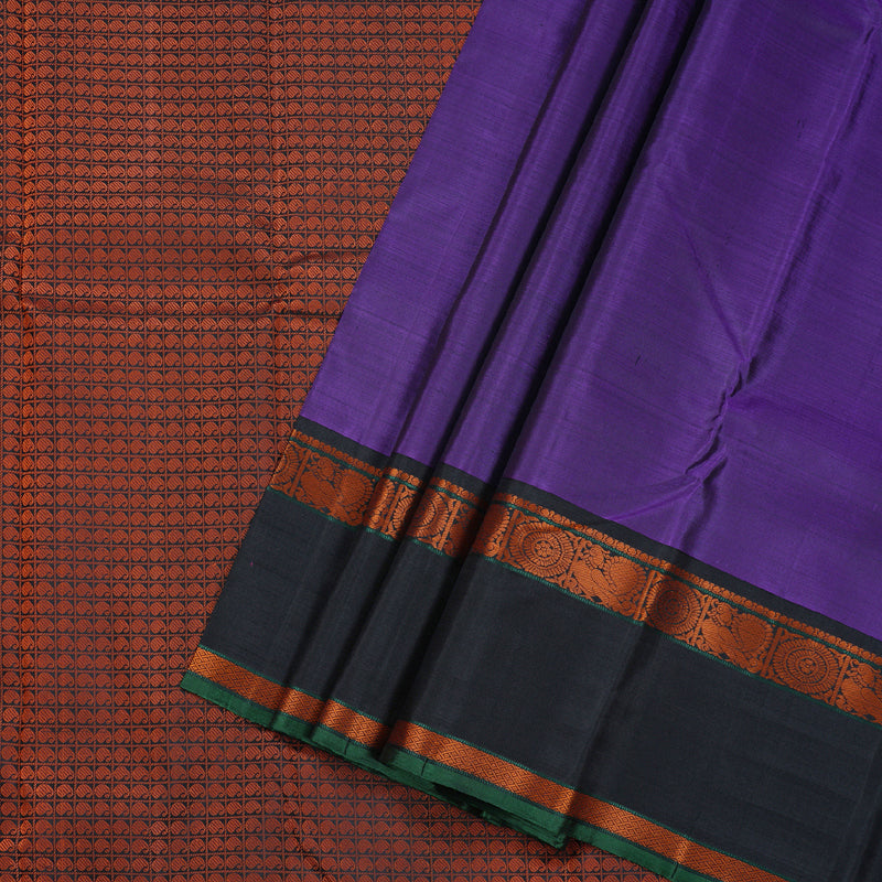 Hayagrivas Purple Kanjivaram Silk Saree with Black Border BBD682H10-3