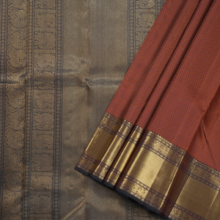 Hayagrivas Brown Handloom Kanjivaram Silk Saree with Mandhalir Border BBD683H2-1