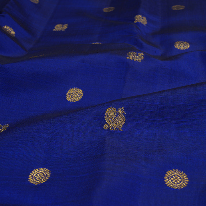 Hayagrivas Blue Kanjivaram Silk Saree with Light Green Border - BBD684H2-5