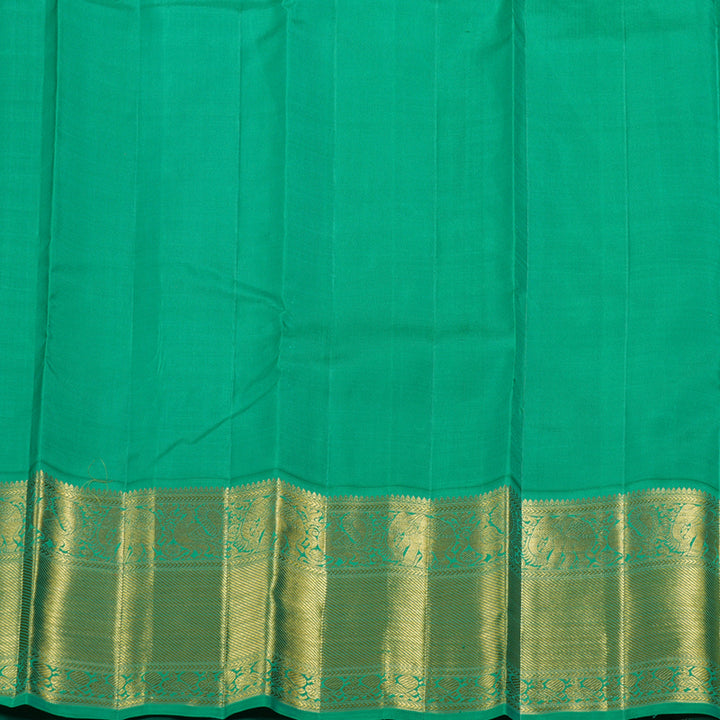 Hayagrivas Blue Kanjivaram Silk Saree with Light Green Border - BBD684H2-5