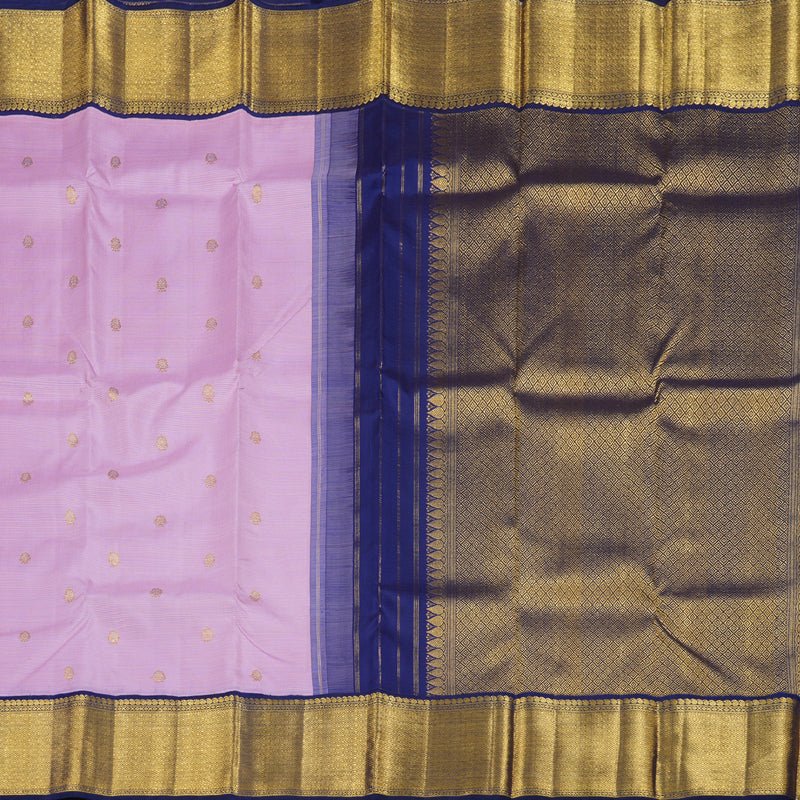 Hayagrivas Baby Pink Kanjivaram Silk Saree with Midnight Blue Border - BBD684H3-1