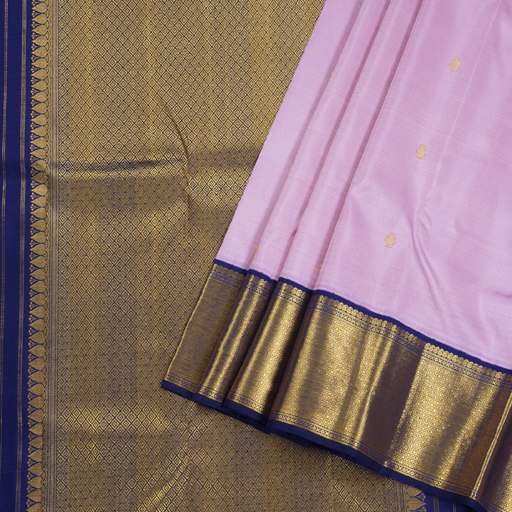 Hayagrivas Baby Pink Kanjivaram Silk Saree with Midnight Blue Border - BBD684H3-1