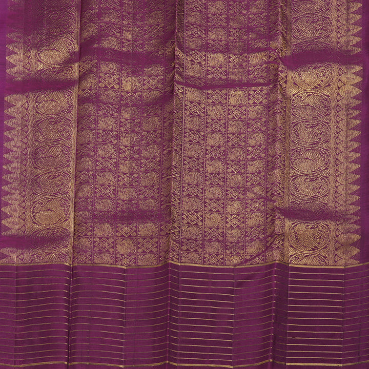 Hayagrivas Dark Grey Kanjivaram Silk Saree with Purple Border BBD687H9-3