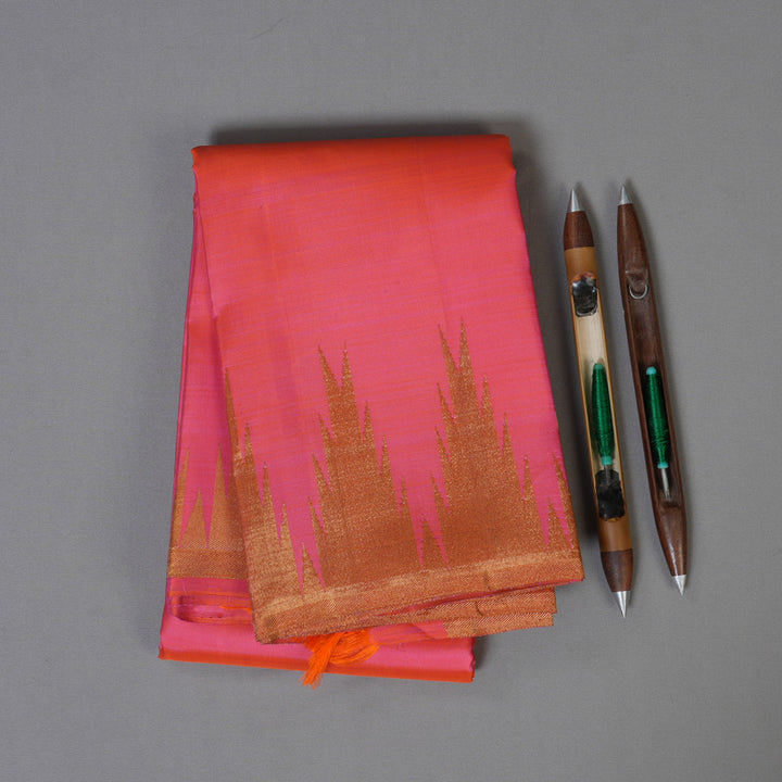 Hayagrivas Coral Pink Kanjivaram Silk Saree BBD692H2-1